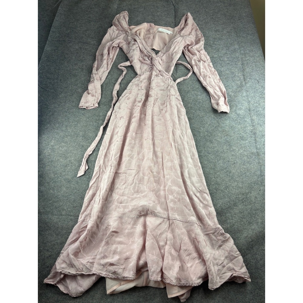 ASTR the Label Pink Jacquard Floral Cutout Midi Dress Long Sleeve Formal Women M